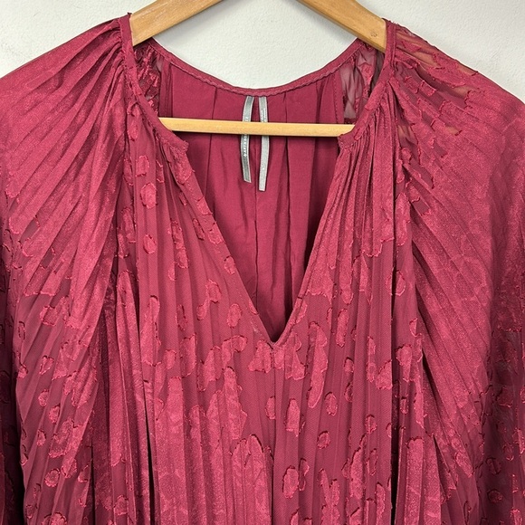 Anthropologie Toulon Pleated Mini Dress in Plum Sz S - Picture 9 of 14